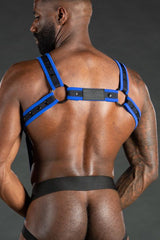 Mr S Leather Neo Carbon Black Crossbow Harness Black Blue