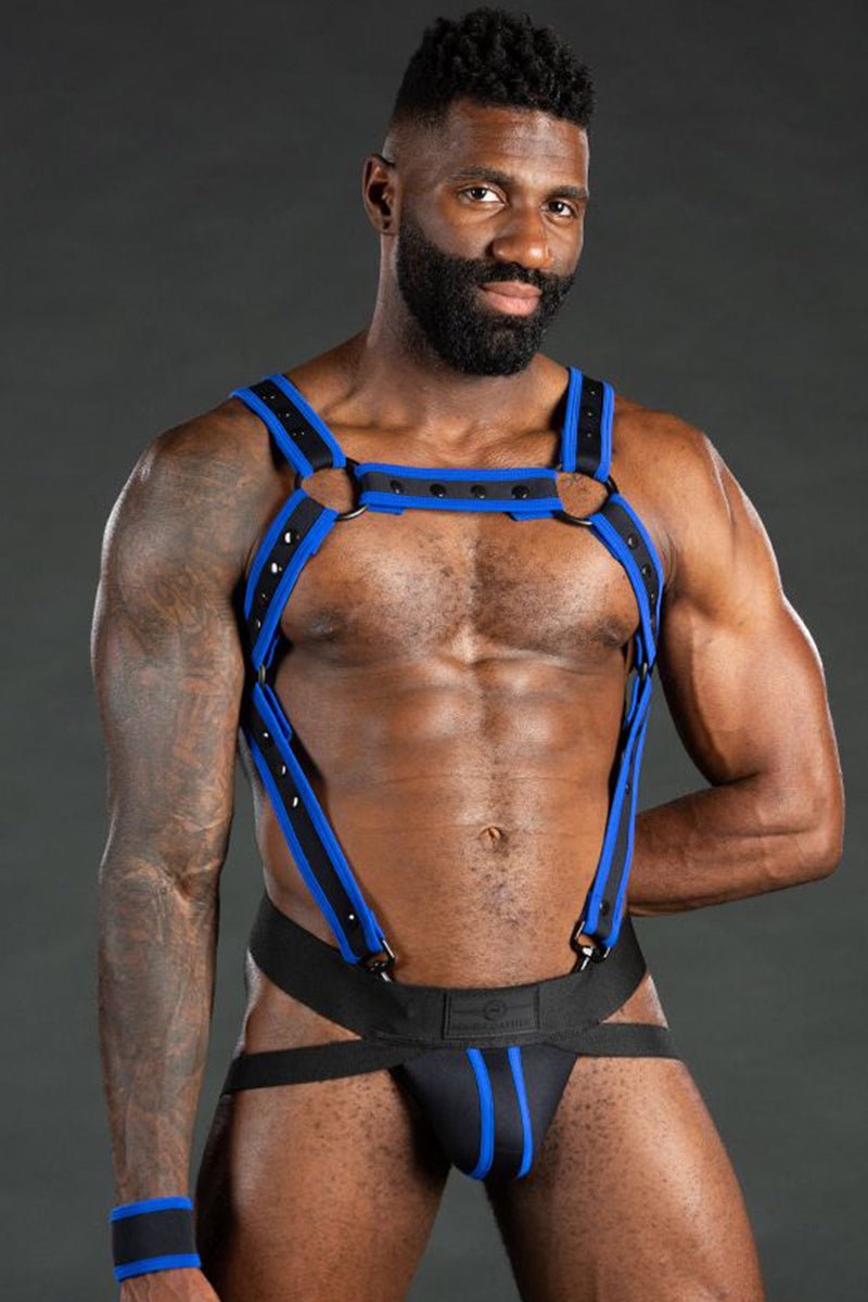 Mr S Leather Neo Carbon Black Crossbow Harness Black Blue