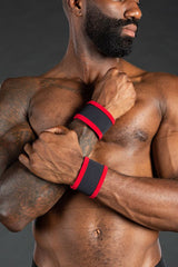 Mr S Leather Neo Carbon Wristband Black Red