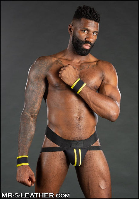 Mr S Leather Neo Carbon Wristband Black Yellow