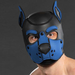 Mr S Leather Neoprene K9 Puppy Hood Black Cobalt
