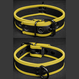 Mr S Leather Neoprene Puppy Collar Black Yellow
