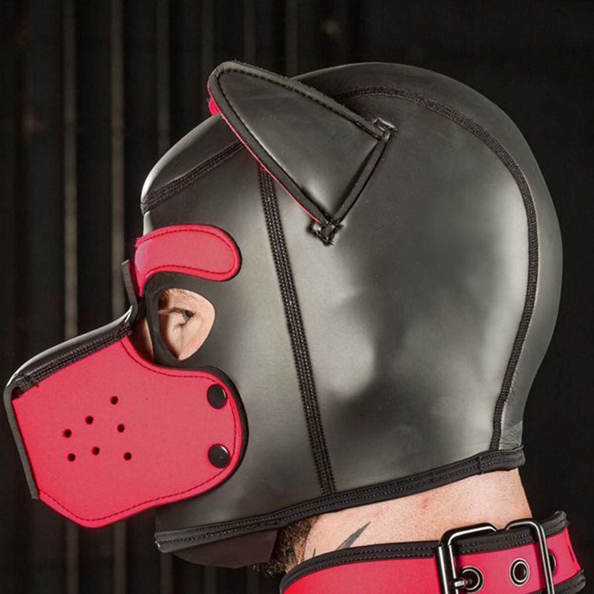 Mr S Leather Neoprene Puppy Collar Pink Black
