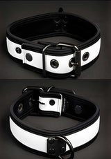 Mr S Leather Neoprene Puppy Collar White Black
