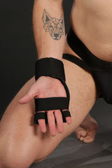 Mr S Leather Open Paw Puppy Gloves Black Aqua