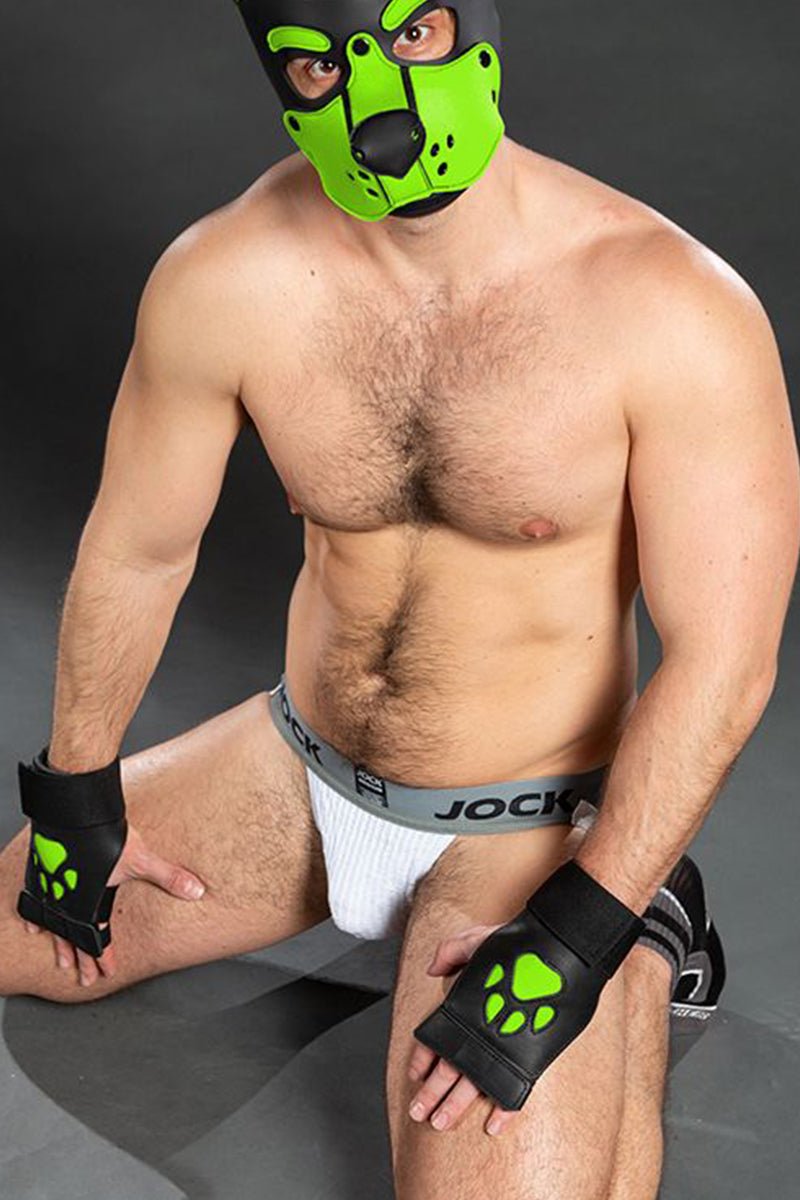 Mr S Leather Open Paw Puppy Gloves Black Lime