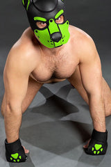 Mr S Leather Open Paw Puppy Gloves Black Lime