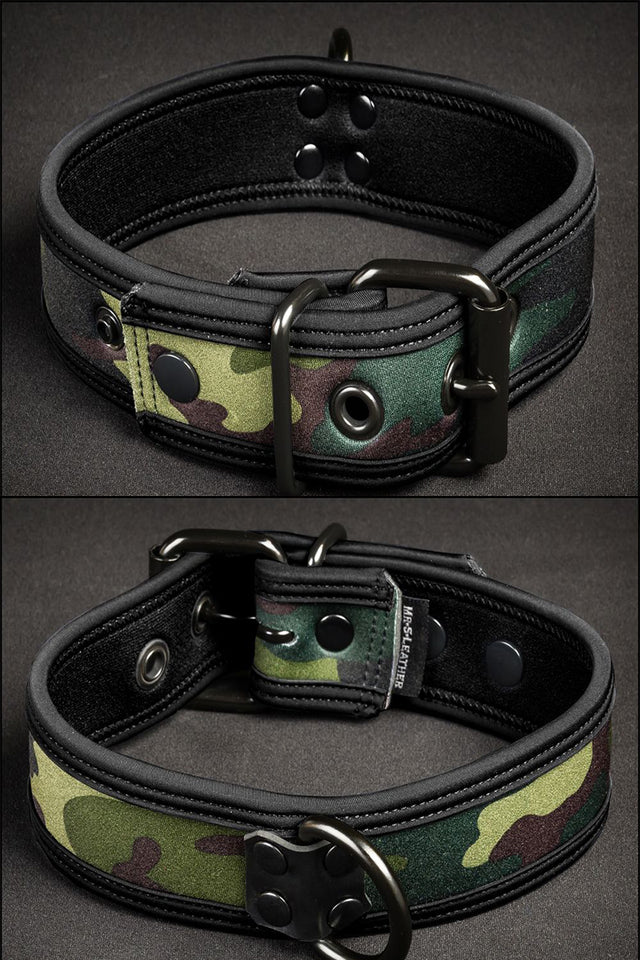 Mr S Leather Neoprene Puppy Collar Camo Black