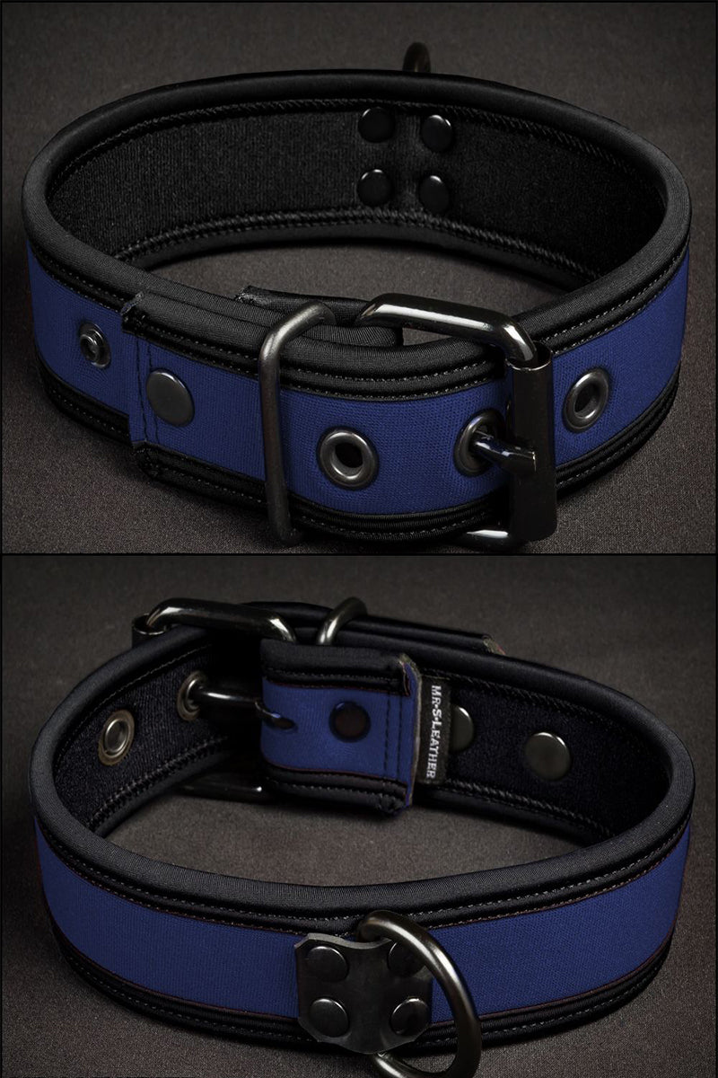 Mr S Leather Neoprene Puppy Collar Navy Black