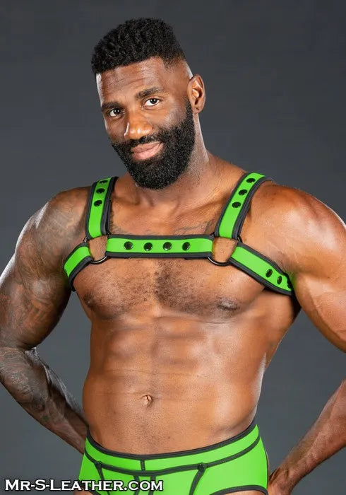 Mr S Leather Neo Bold Colour Bulldog Harness Lime