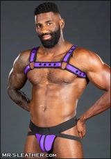 Mr S Leather Neo Bold Colour Bulldog Harness Purple