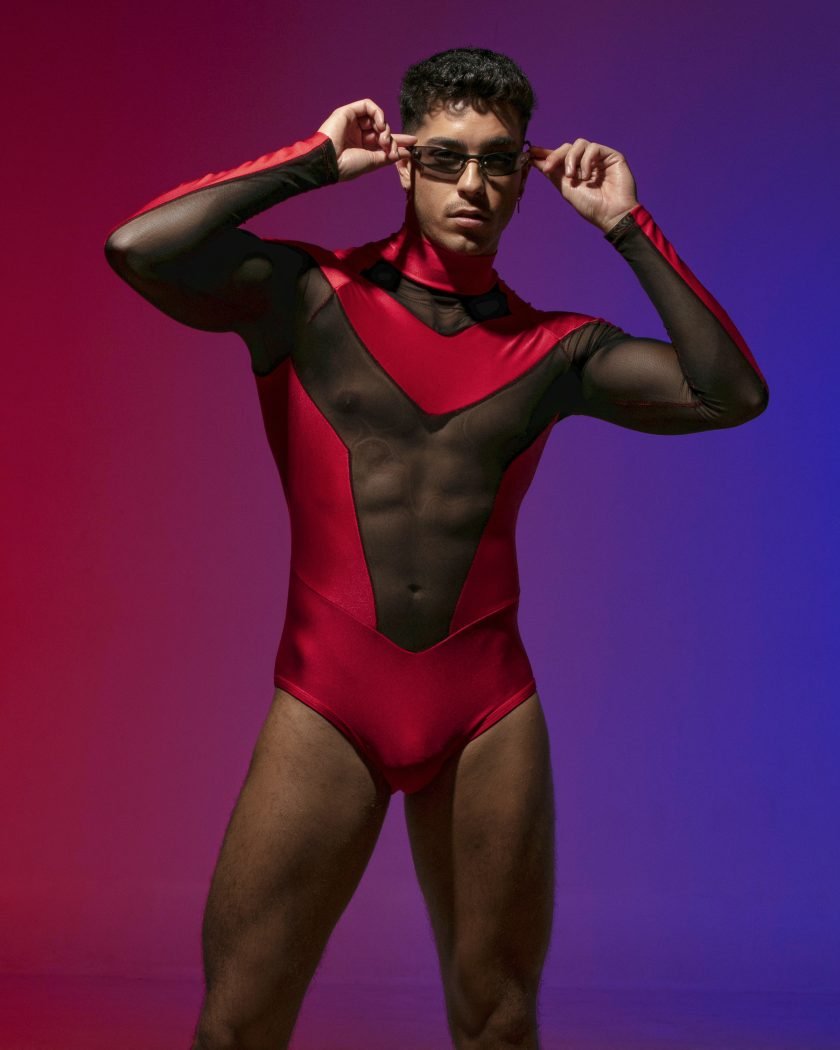 Omohonia Bodysuit Zeus Long Red Black