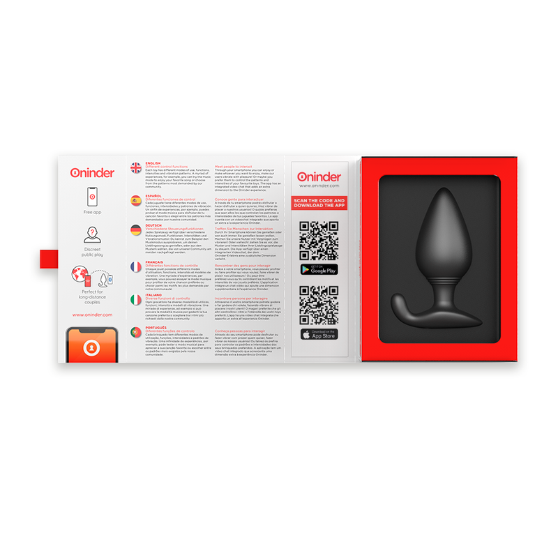 Oninder App Controlled Vibrating Butt Plug Black