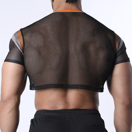 Cellblock 13 Chain Reaction Mesh Crop Top Orange