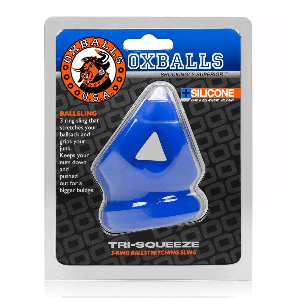 Oxballs Tri Squeeze Cocksling Ballstretcher Cobalt Ice