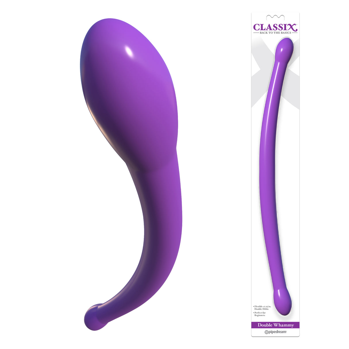Pipedream Classix Double Whammy Double Ended Dildo 17.25 Inch Purple