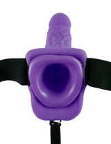 Pipedream Fetish Fantasy Series 7 Inch Vibrating Hollow Strap On with Balls Purple Black