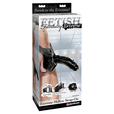 Pipedream Fetish Fantasy Extreme Hollow Strap On Dildo 10 Inch Black