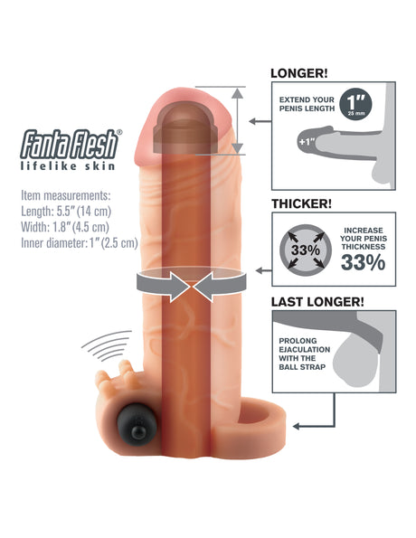 Fantasy X Tensions Vibrating Real Feel 1 Inch Extender Light