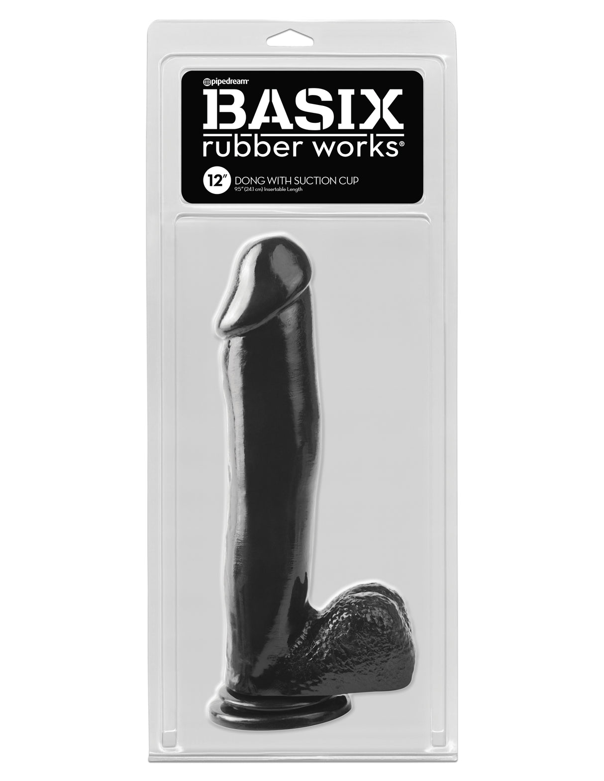 Pipedream Basix Rubber Works 12 Inch Dildo with Suction Cup Black