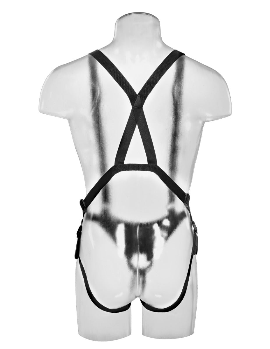 Pipedream King Cock 10 Inch Hollow Strap On Suspender System Flesh Black