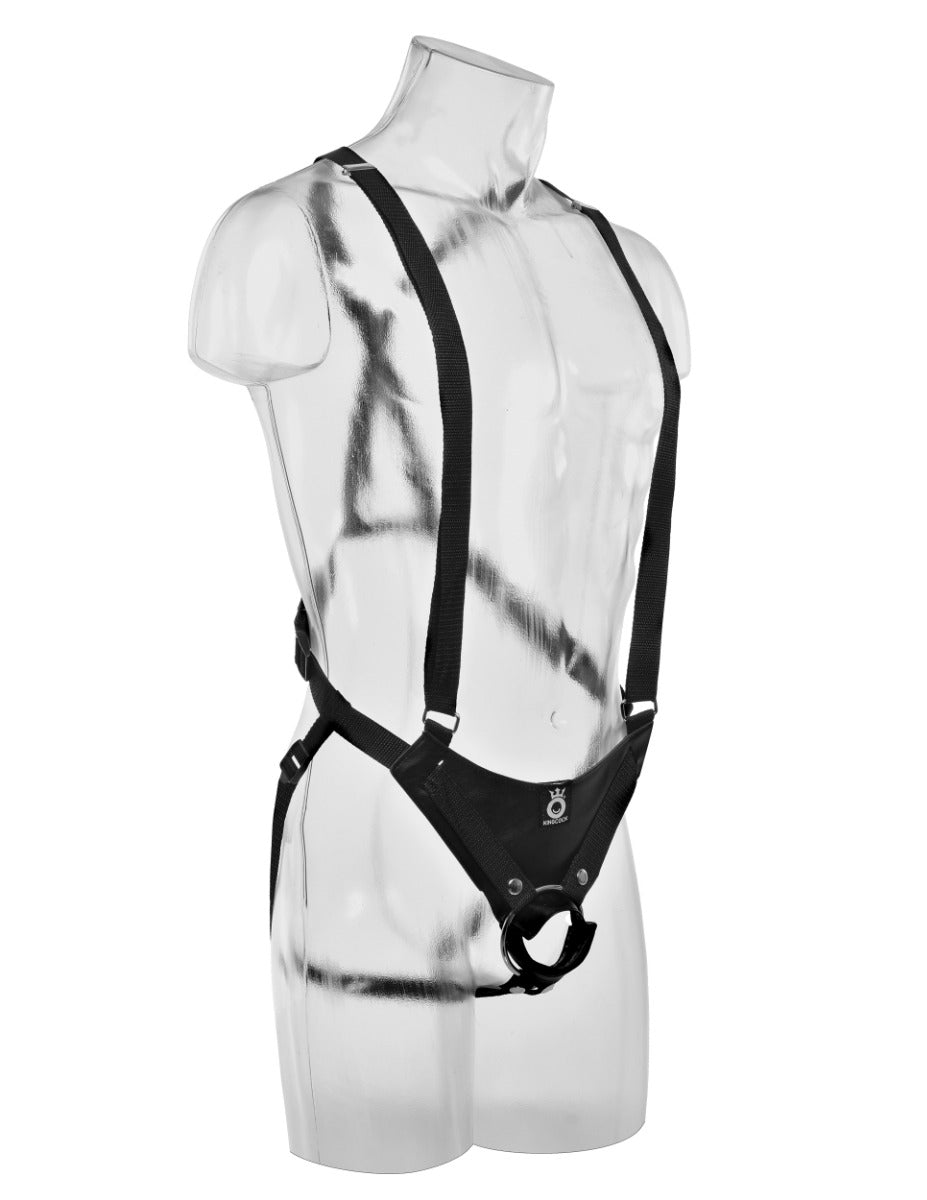 Pipedream King Cock 11 Inch Hollow Strap On Suspender System Flesh Black