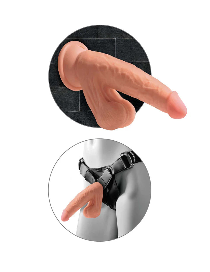 Pipedream King Cock PLUS 7 Inch Triple Density Dildo with Swinging Balls Tan