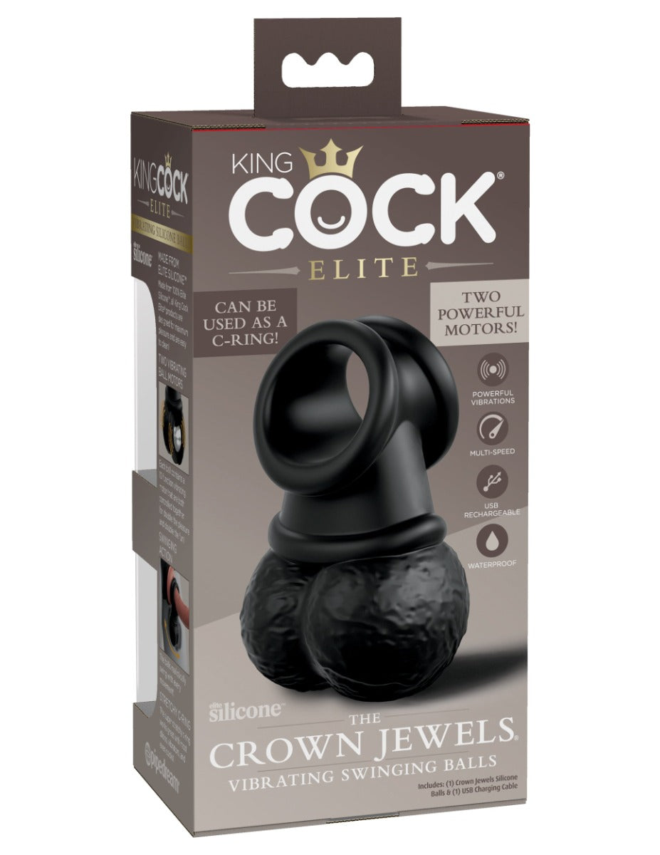 Pipedream King Cock Elite The Crown Jewels Vibrating Balls Black