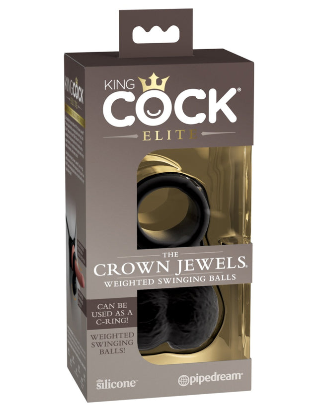 Pipedream King Cock Elite The Crown Jewels Weighted Balls Black