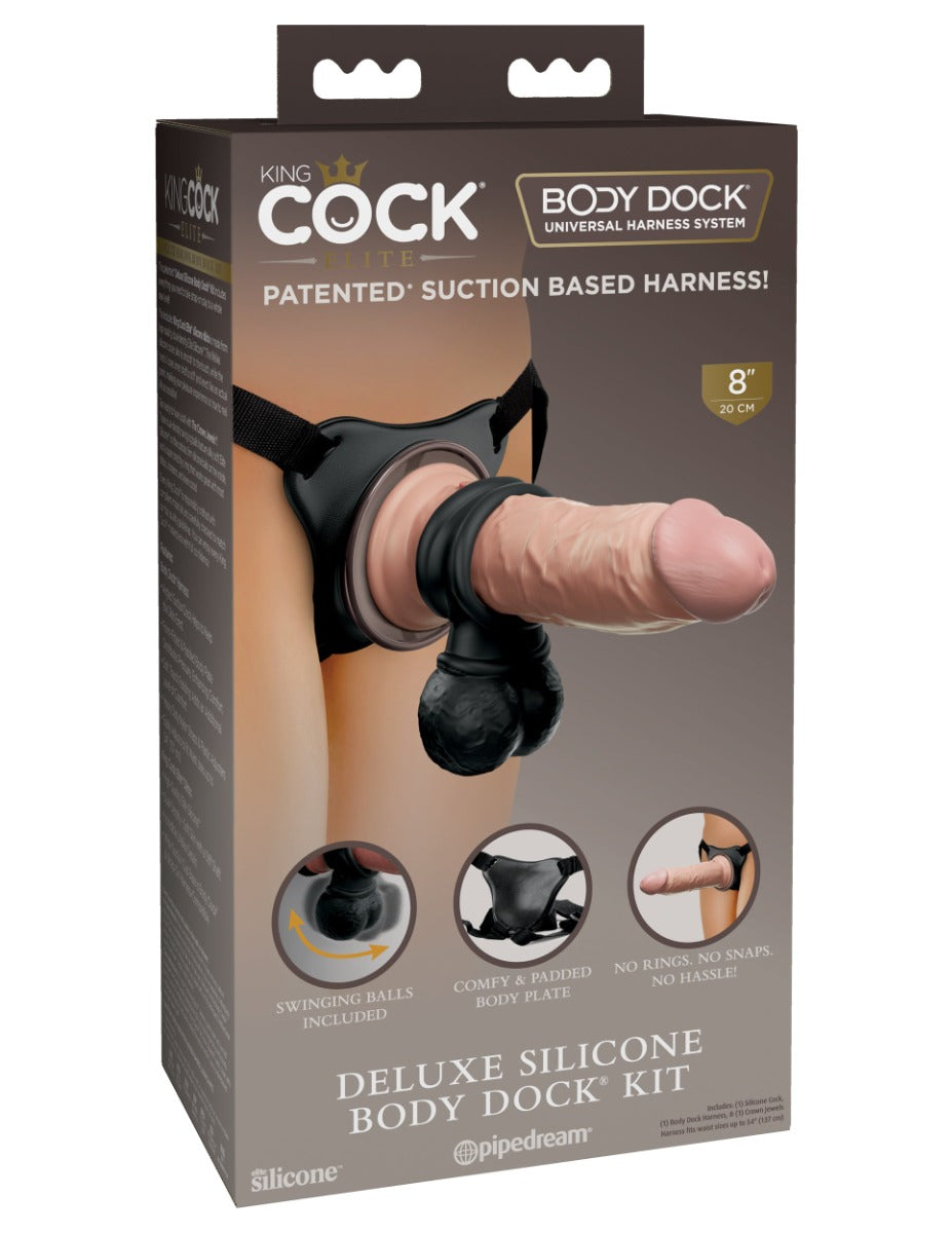 Pipedream King Cock Elite Deluxe Silicone Body Dock Kit 8 Inch Flesh