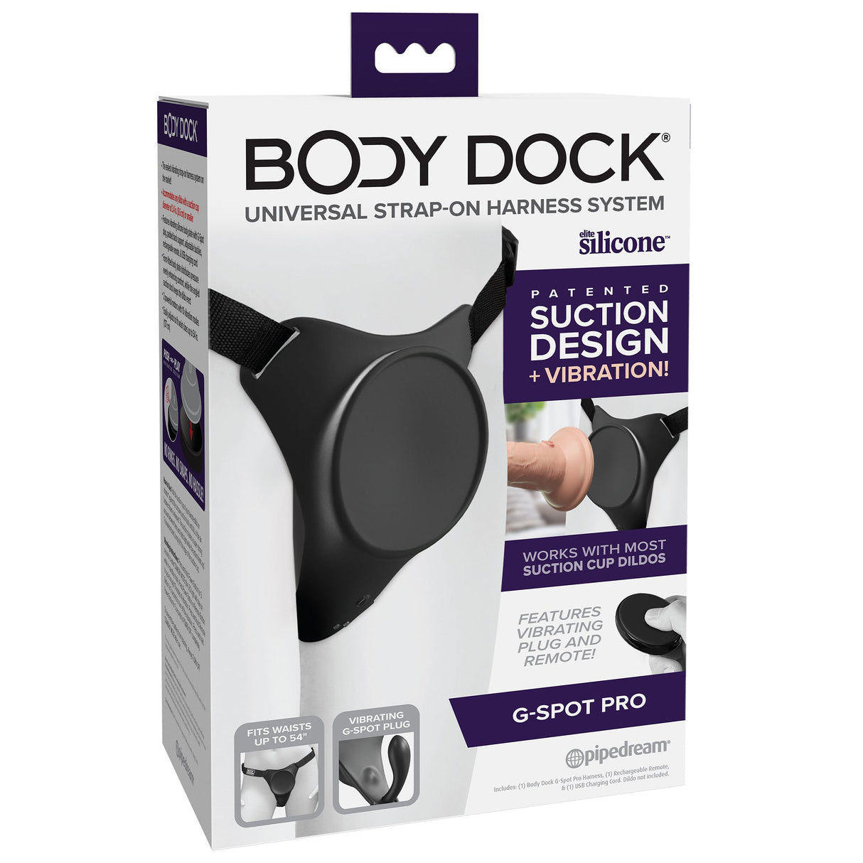 Pipedream Body Dock G Spot Pro Vibrating Strap On Harness Black