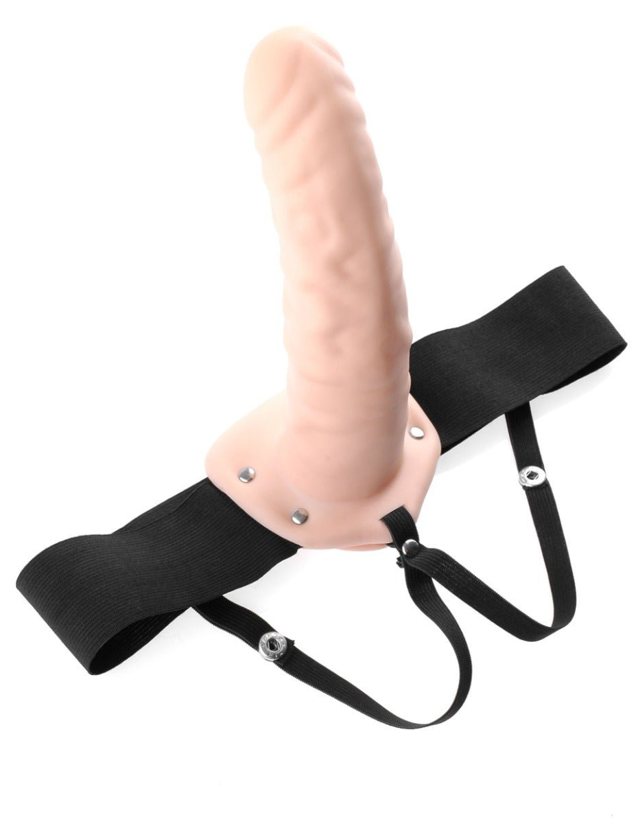 Pipedream Fetish Fantasy Extreme Hollow Strap On Dildo 8 Inch Light Black