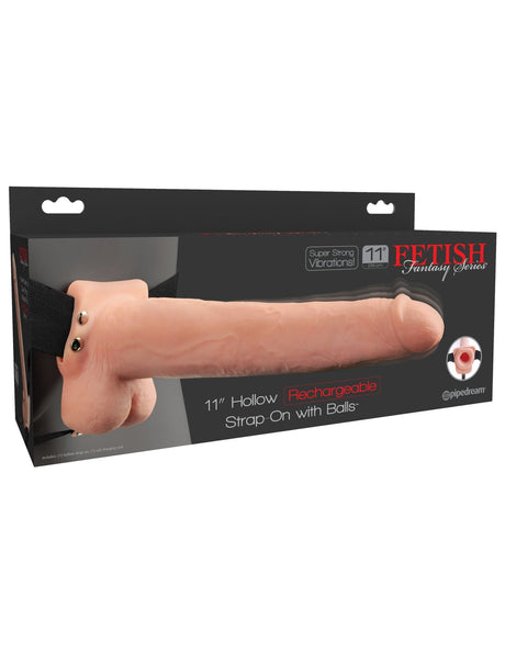 Pipedream Fetish Fantasy Series 11 Inch Hollow Rechargeable Strap On Light - FETCH