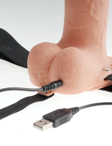 Pipedream Fetish Fantasy Series 11 Inch Hollow Rechargeable Strap On Light - FETCH