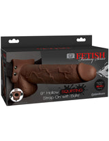 Pipedream Fetish Fantasy Series 9 Inch Hollow Squirting Strap On Dark - FETCH