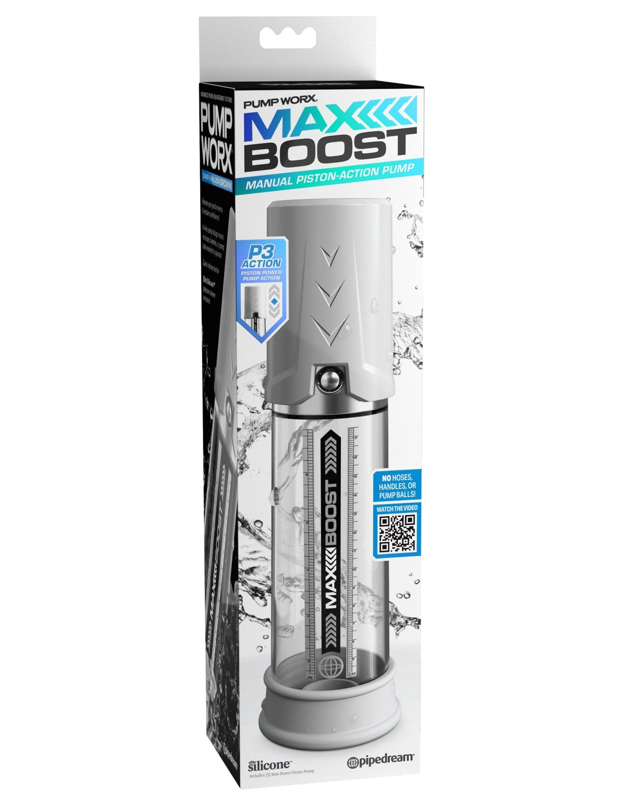 Pipedream Pump Worx Max Boost Penis Pump White Clear - FETCH