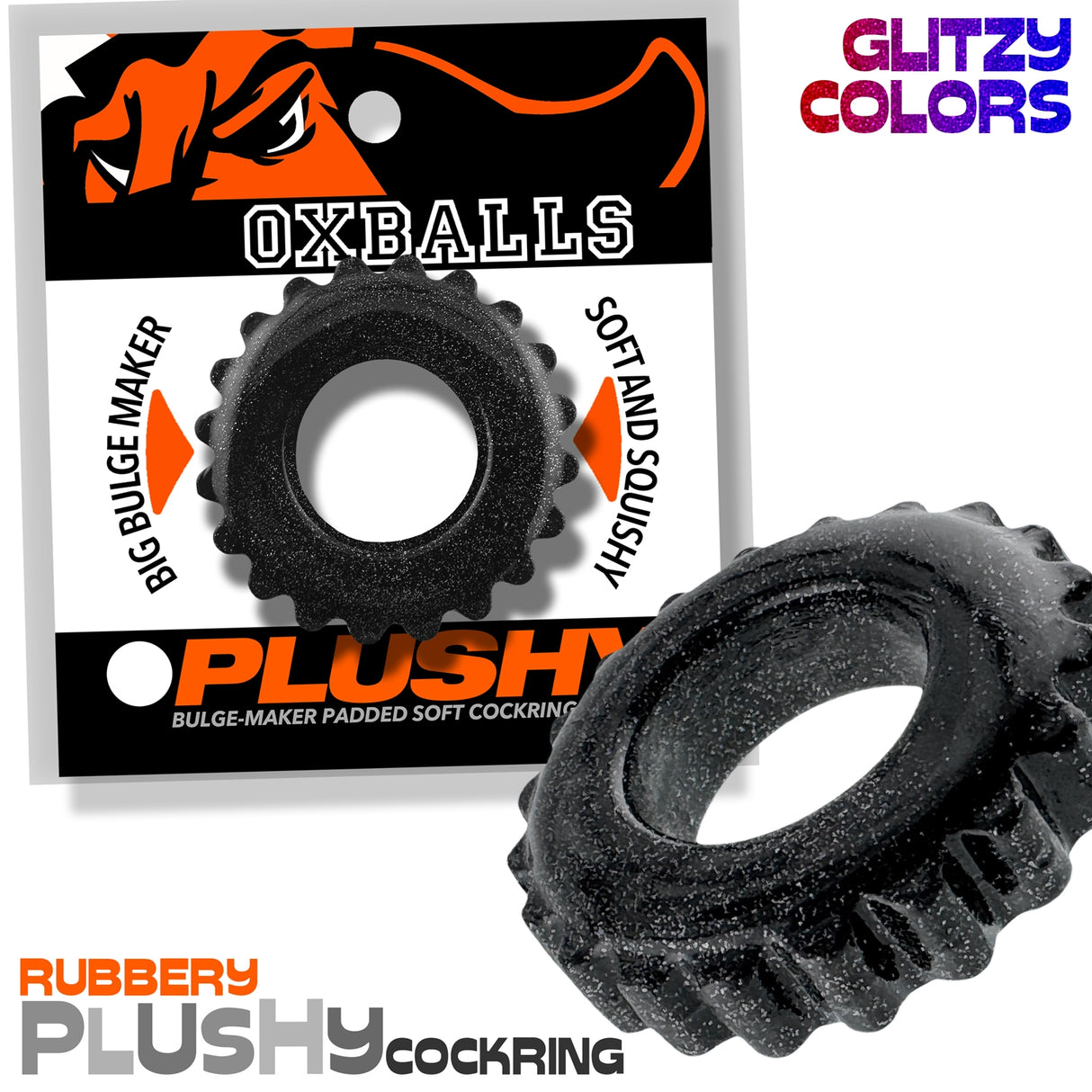 Oxballs Plushy Cock Ring Black Mica