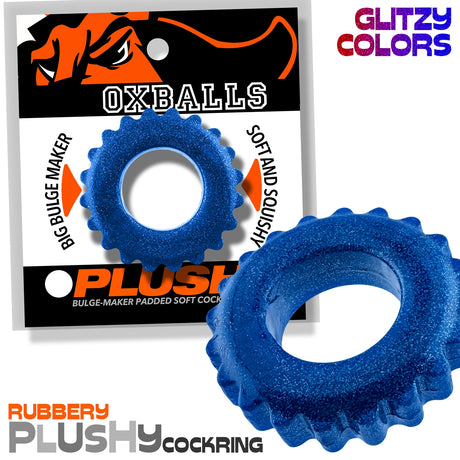 Oxballs Plushy Cock Ring Blue Fire
