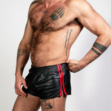 ruff GEAR Double Tone Leather Sports Shorts Black Red