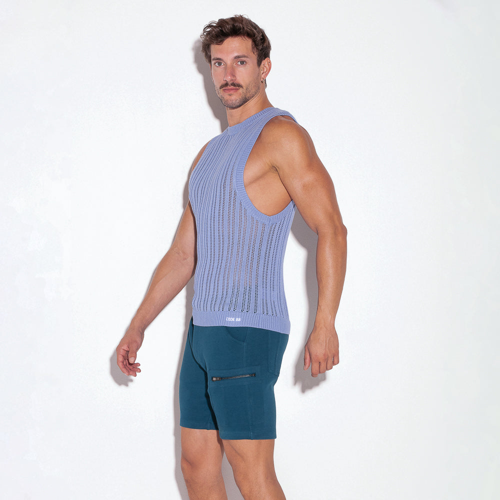 Code 22 Knitted Tank Top Sky Blue