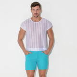 Code 22 Mesh Pinstripe T Shirt White