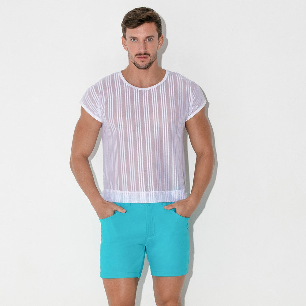 Code 22 Mesh Pinstripe T Shirt White