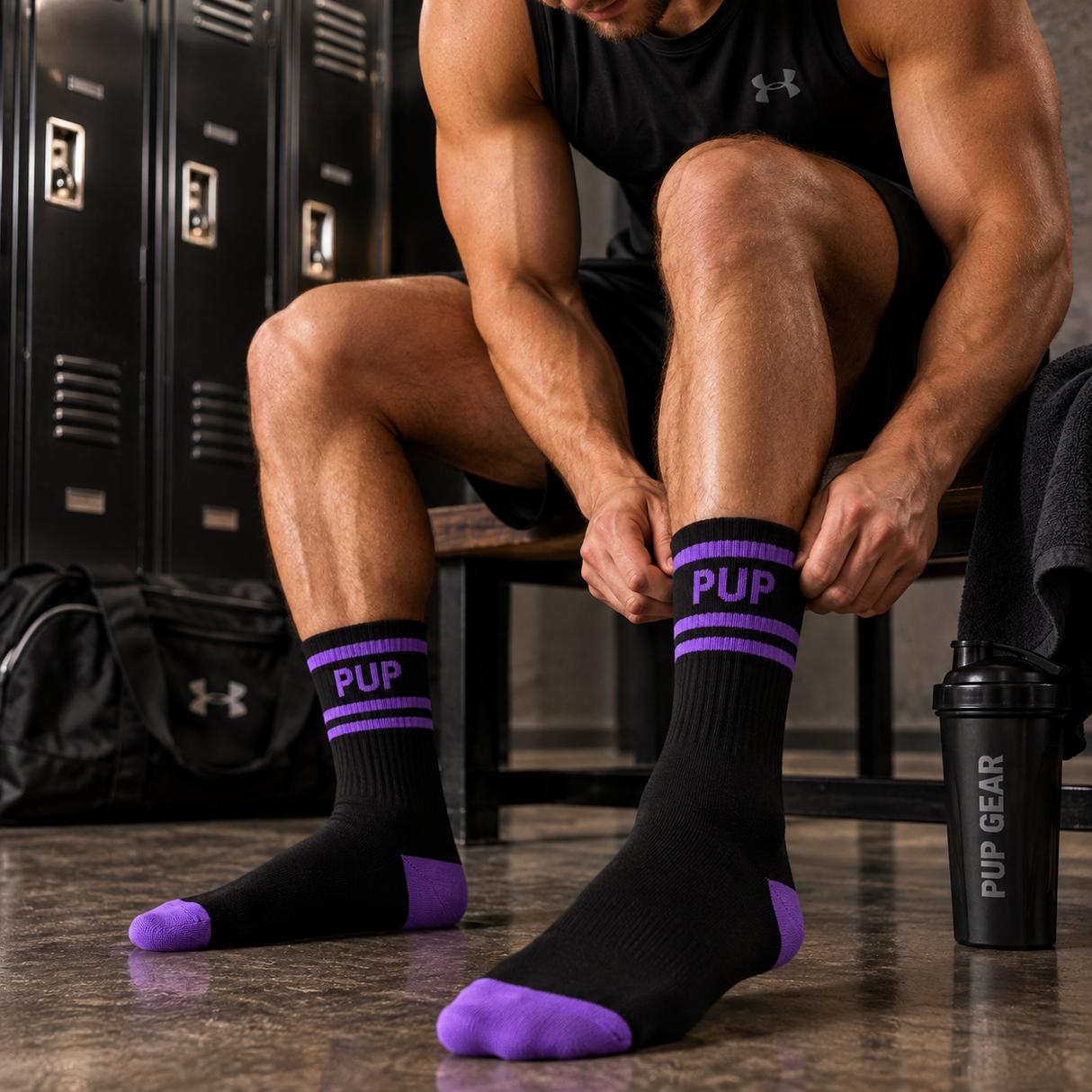 ruff GEAR Crew Socks PUP Black Purple