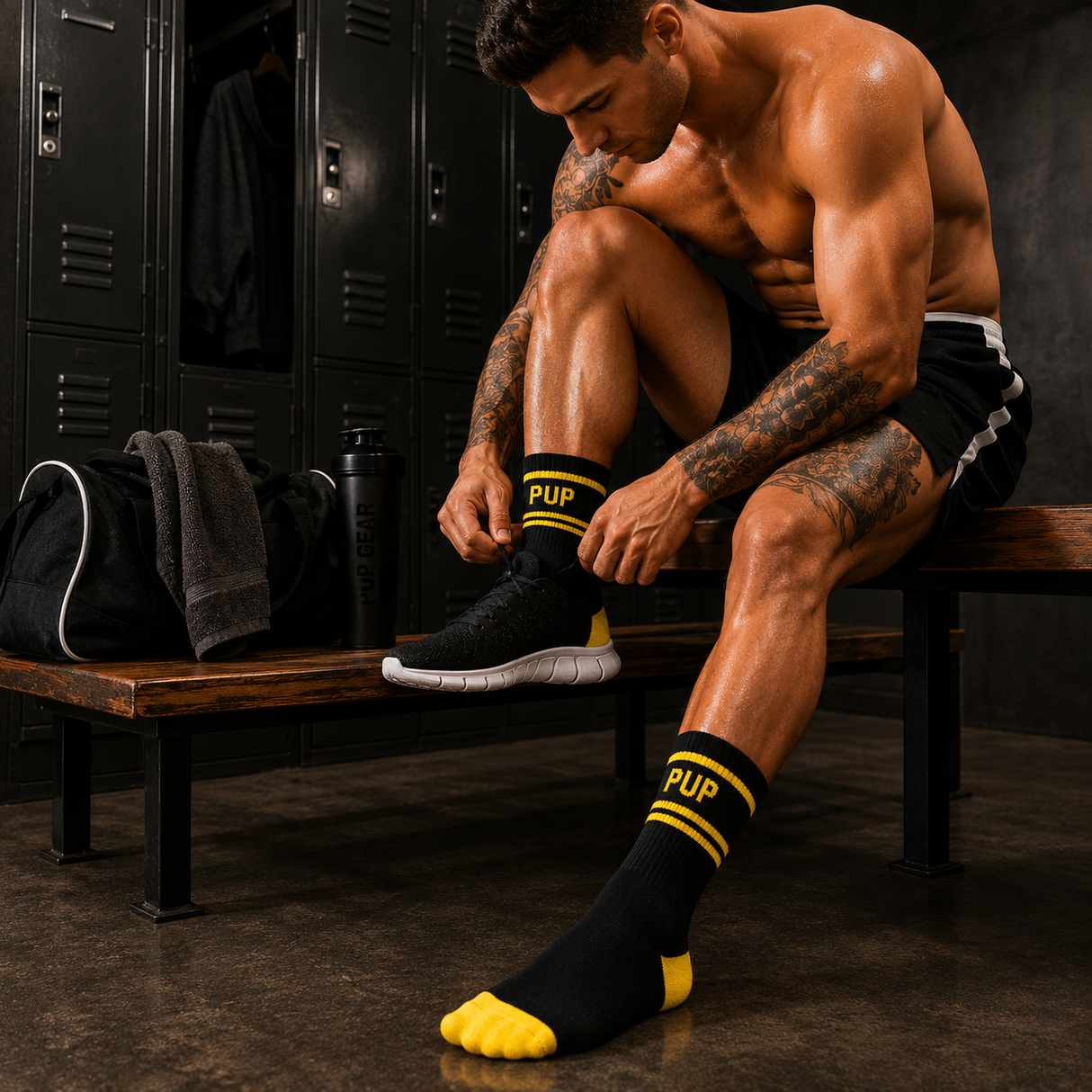 ruff GEAR Crew Socks PUP Black Yellow
