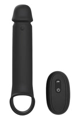 Ram Rod 9.5 Inch Vibrating Penis Extender with Remote Black