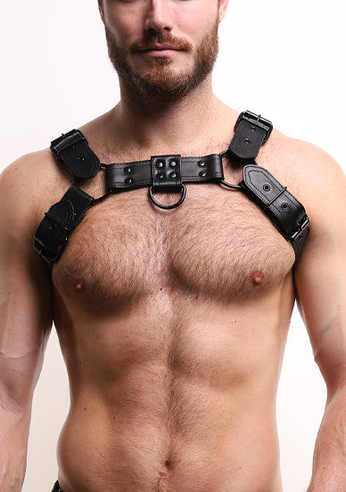 ruff GEAR RAW Leather Bulldog Harness Black