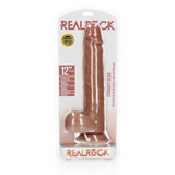 RealRock Straight Realistic Dildo with Balls 12 Inch Tan