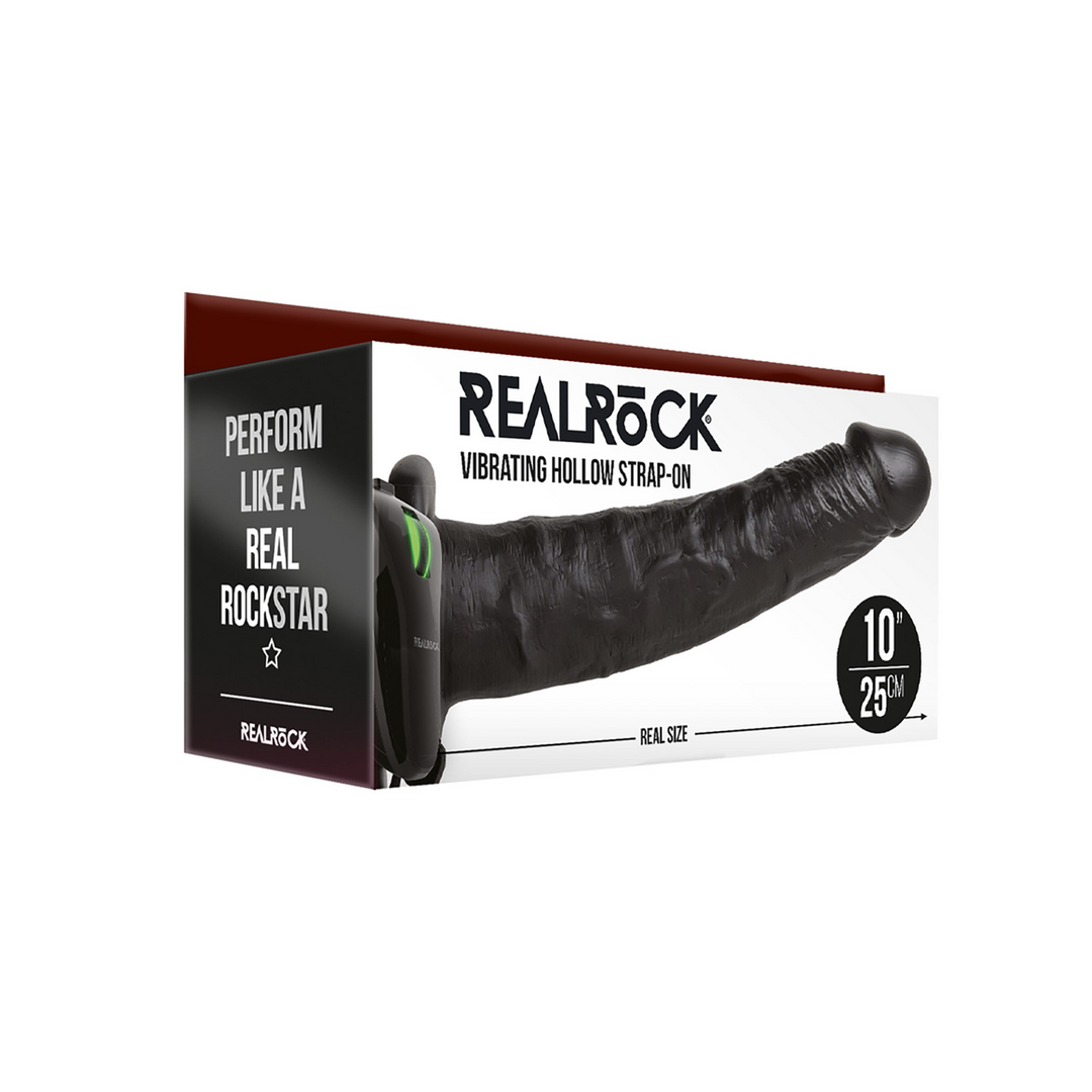 RealRock Vibrating Hollow Strap On 10 Inch Black