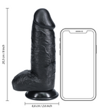 RealRock Extra Thick Dildo with Balls 8 Inch Black