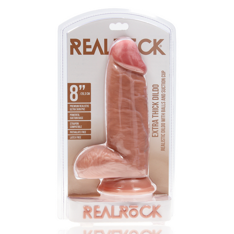 RealRock Extra Thick Dildo with Balls 8 Inch Light